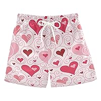 Heart Scroll Lines Boys Swim Trunks Swim Beach Shorts Baby Kids Swimwear Board Shorts Bathing Suit Beach Pool Essentials