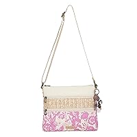 Sakroots Artist Circle Linen Uncoated Canvas Basic Crossbody, Rose in Bloom