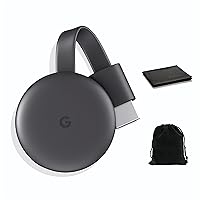 Chromecast - Streaming Device with HDMI Cable - Stream Shows, Music, Photos, and Sports from Your Phone to Your TV, Includes Pouch and Cleaning Cloth (Japan Version) - Compatible with US