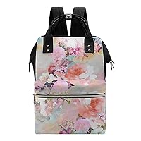 Romantic Pink Rose Floral Waterproof Mommy Bag Diaper Bag Backpack Multifunction Large Capacity Travel Bag