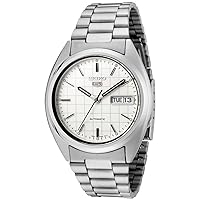 Seiko Men's SNXF05 5 Automatic White Dial Stainless Steel Watch