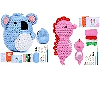 LOKUNN Crochet Kit for Beginners Adults, Little Koala+Little Seahorse