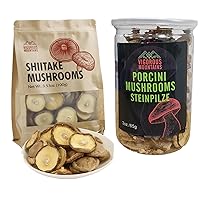 VIGOROUS MOUNTAINS Dried Porcini Mushrooms and Thin Cap Dried Shiitake Mushrooms for Cooking