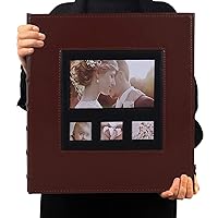 RECUTMS Photo Picture Album 600 4x6 Photos, ,Black Pages 5 Per Page Leather Cover Extra Large Capacity for Family Wedding Anniversary Baby Vacation (Brown)13.6 x 13.2 x 2.2 inches