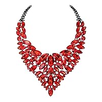Rhinestone Chunky Collar Necklace, Stunning Crystal Costume Statement Jewelry for Women Girls