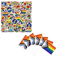 60 PCS Progress Pride Flag & 200 PCS Rainbow Pride Stickers