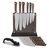 Schmidt Brothers-Cutlery Stone Series 14-Piece Kitchen Knife Set, High-Carbon German Stainless Steel Cutlery, Two-stage Knife Sharpener and Clear Acrylic Magnetic Knife Block