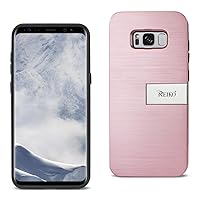Reiko Wireless Samsung Galaxy S8/Sm Slim Armor Hybrid Case with Card Holder and Kickstand in Rose Gold - Colored