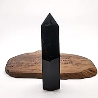 390g Natural Obsidian Crsytal Obelisk/Quartz Crystal Wand Tower Point Healing