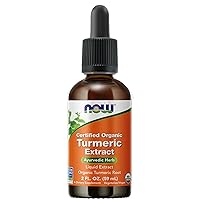 NOW Supplements, Certified Organic Turmeric Extract, Ayurvedic Herb, Liquid Extract, Organic Turmeric Root 2 Fluid Ounces (Pack of 4)