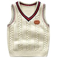 Boys Sweater Vest Cable Knit V-Neck Knitted Uniform Toddler Kids Girls Clothes Dress Vest