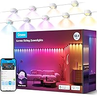 Govee RGBIC String Downlights, Smart LED String Lights Works with Alexa, Wi-Fi Color Changing Indoor Wall Light Fixture for Party, 32.8ft with 50 LEDs, Music Sync, White