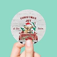 100PCS Stickers Christmas Joy at The Farm Sticker, Red Truck Cow Vinyl for Cars Laptops, Guitar, Water Bottles Envelope Seals & Goodie Bags Holiday Party Suppliesplies