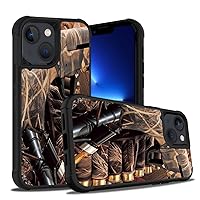 Case for iPhone 13 Mini/iPhone 12 Mini 5.4 inch, Heavy Duty 3 in 1 Hybrid Hard PC & Soft Silicone Shockproof Drop Protective Case, Duck Hunting Camouflage Shotgun Bullets Decoy