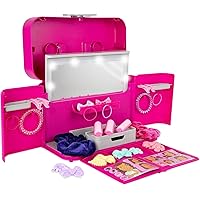 Casdon Ultimate Styling Case. Foldable Hair Styling & Accessory Case with Light-Up Mirror, Style Book, & Hair Accessories. Playset for Children Aged 3+