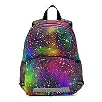 ALAZA Rainbow Galaxy Starry Sky Nebula Kids Toddler Backpack Purse for Girls Boys Kindergarten Preschool School Bag w/Chest Clip Leash Reflective Strip