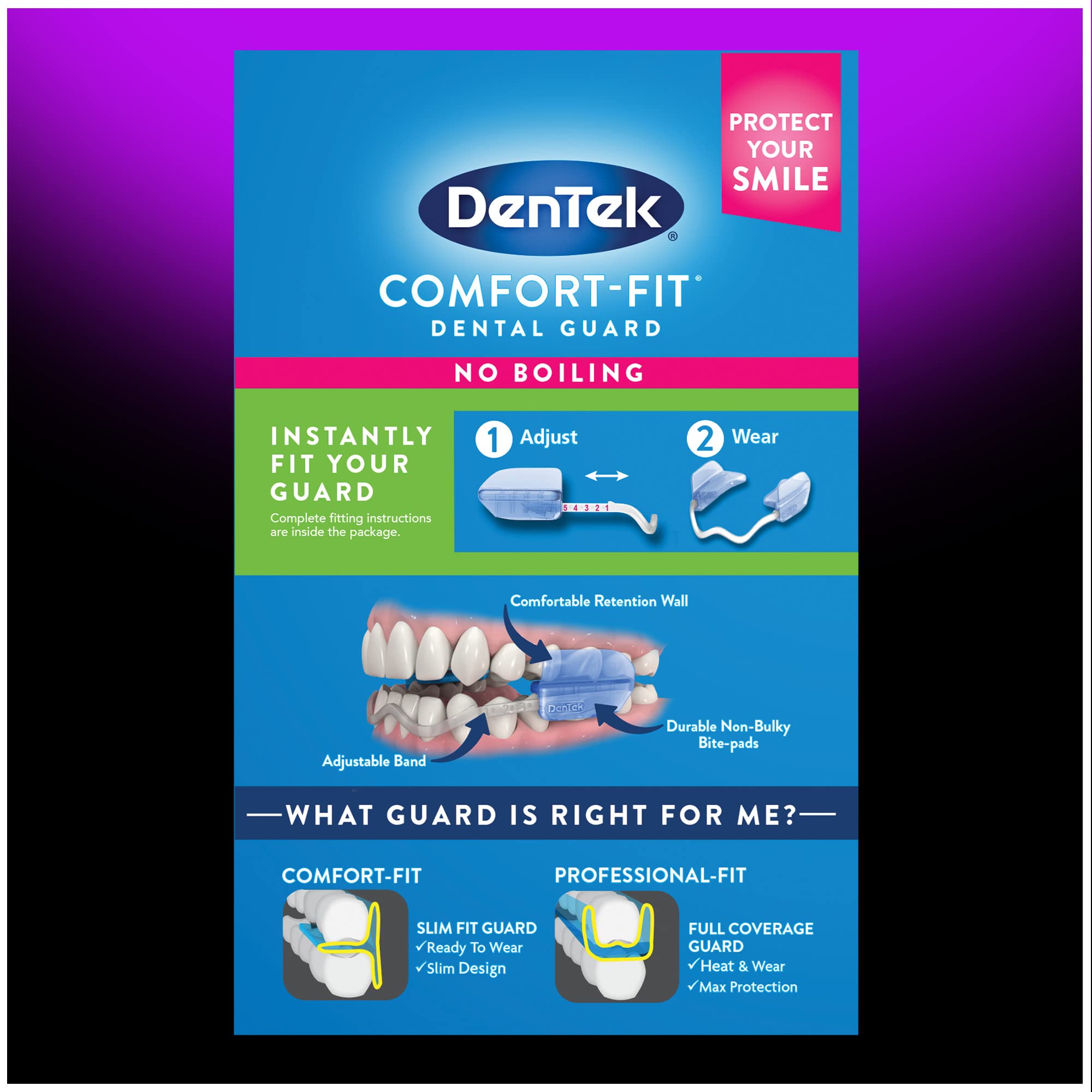 DenTek Comfort-Fit Dental Guards for Nighttime Teeth Grinding, 2 Count