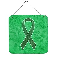 Caroline's Treasures AN1220DS66 Kelly Green Ribbon for Kidney Cancer Awareness Wall or Door Hanging Prints Aluminum Metal Sign Kitchen Wall Bar Bathroom Plaque Home Decor, 6x6, Multicolor