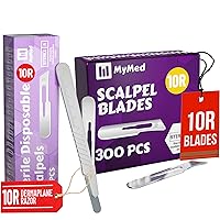 Bundle of Disposable 10R Blades Dermaplaning Scalpels (Pack of 10) + Pack of 300#10R Blades