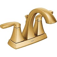 Voss Brushed Gold Transitional Two-Handle High Arc Centerset Bathroom Faucet for 4-Inch 3-Hole Setup, 6901BG
