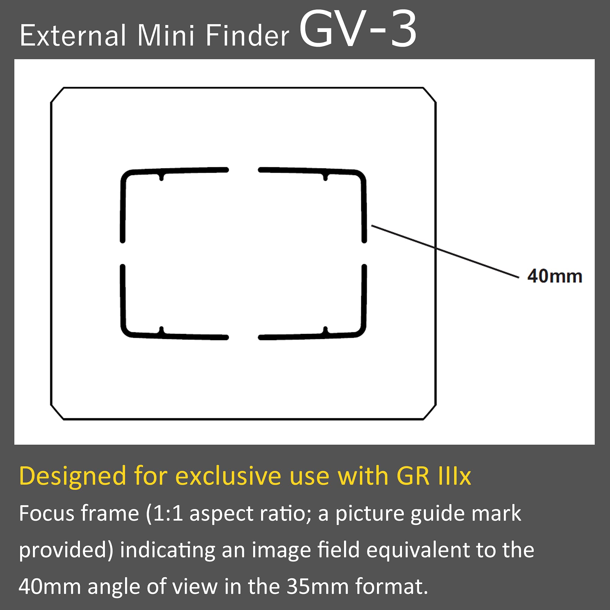 RICOH External Mini Finder GV-3 [Compatible Model: RICOH GR IIIx] [Optical viewfinder with a 40 mm Angle of View Attached to The hot Shoe] [Field of View Approx. 85%] [Manufacturer Warranty 1 Year