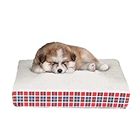 PETMAKER Orthopedic Dog Bed with Memory Foam and Sherpa Top Removable, Machine Washable Cover 20.5 x 15.5 x 3.5 Pet Bed (Plaid)