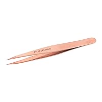 Stainless Steel Point Tweezer - Eyebrow Precision Tweezers, Facial and Ingrown Hair Removal (Rose Gold)