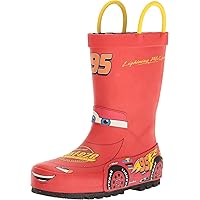 Boys Waterproof Printed Rain Boot - Kid Friendly, Easy Pull on Handles, Traction Outsole - Perfect Outdoor Boots for Kids