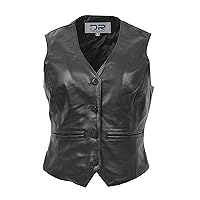 DR212 Women's Classic Leather Waistcoat Black