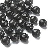 LiQunSweet 30 Pcs 8mm Black Glass Beads Round Cat Eye Loose Beads Spacer for Jewelry Making DIY Findings