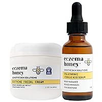 ECZEMA HONEY Soothing Facial Cream & 15% Vitamin C + Ferulic Acid Serum - Bundle for Sensitive & Dry Skin - Cruelty Free