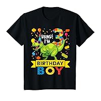 Kids 3 Year Old Dinosaur Building Blocks 3rd Birthday Boy T-Shirt