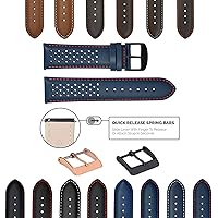 Perforated Leather Rally Watch Strap Band Quick Release 18-19-20-21-22-23-24mm