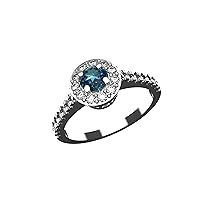 London Blue Topaz Ring Wedding Engagement Gifts For Women And Girl, 1.05 Carats Blue Topaz