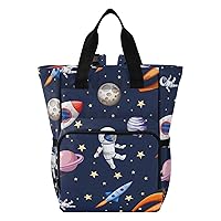 Galaxy Space Rocket Diaper Bag Backpack for Men Women Large Capacity Baby Changing Totes with Three Pockets Multifunction Travel Baby Bag for Playing Shopping Travelling