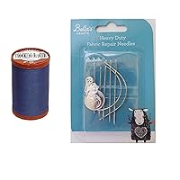 Coats & Clark Extra Strong Upholstery Thread, 150 Yds, S964, Bundle with Bella's Crafts Assorted Heavy Duty Hand Needles 7 Ct (Soldier Blue)