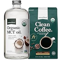 Natural Force Organic Ground Dark Roast Clean Coffee + Organic MCT Oil Bundle – 100% Pure Coconut MCTs & Mold & Mycotoxin Free Coffee – Non-GMO, Keto, Paleo, and Vegan - 10Oz and 32Oz