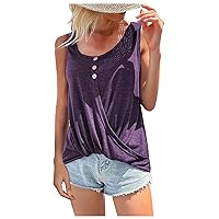 Sexy Tank Tops for Women，Womens Top Twist Front Wrap Tanks Scoop Neck Loose Fit Casual Summer Flowy Blouses Shirts