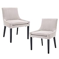 COLAMY Modern Dining Chairs Set of 2, Upholstered Corduroy Accent Side Leisure Chairs with Mid Back and Wood Legs for Living Room/Dining Room/Bedroom/Guest Room-Beige