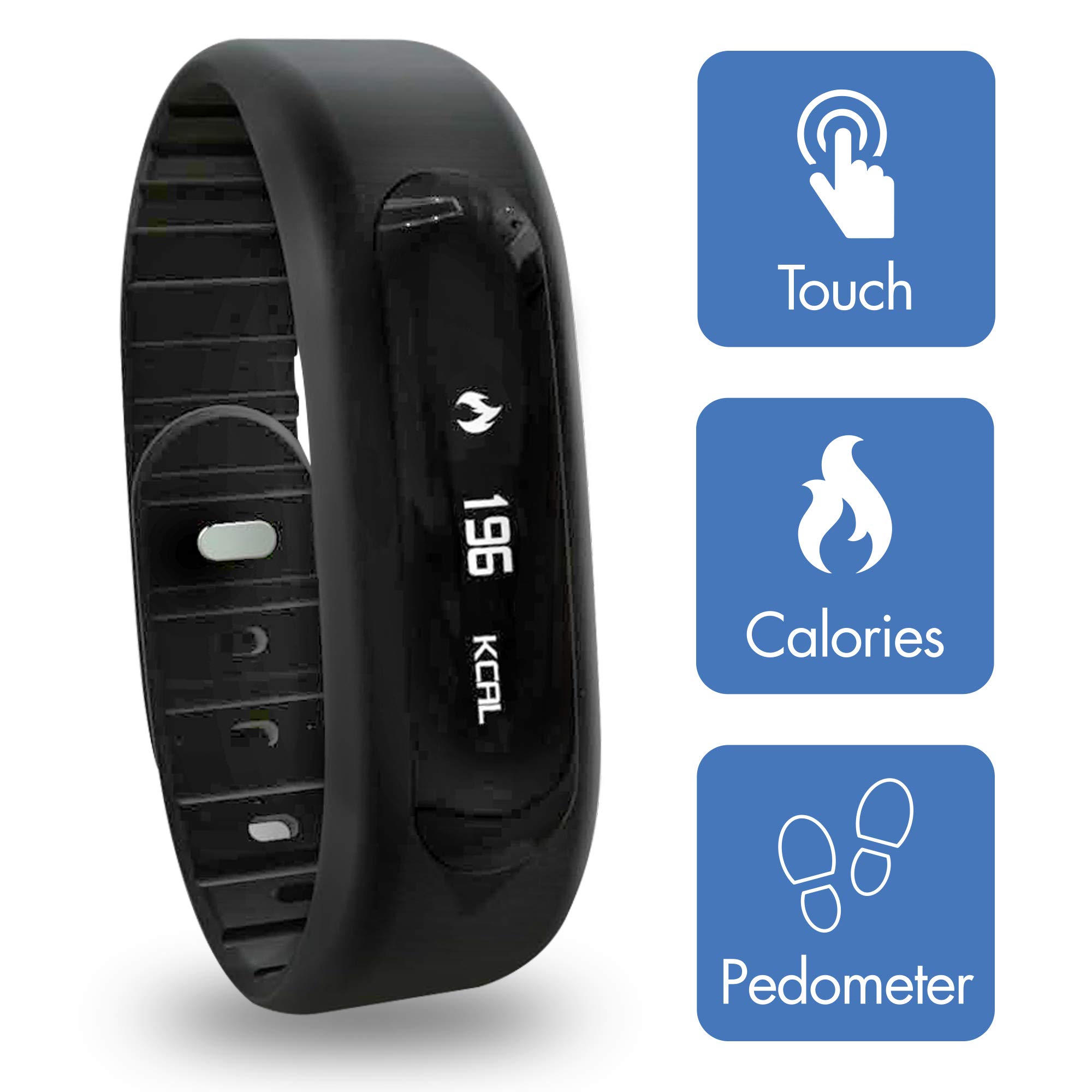iN TECH - Bluetooth Smart Fitness Watch Bracelet Wristband Monitors Health, Pedometer, Calories Burned, Distance, Sleep, Touch Screen Display, Compatible Pairing with iOs and Android 2 Year Warranty