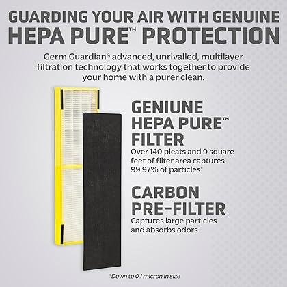 Germ Guardian Filter B HEPA Pure Genuine Air Purifier Replacement Filter, Removes 99.97% of Pollutants for AC4825, AC4300, AC4900, AC4825DLX, AC4850, CDAP4500, AP2200, Black/Yellow, FLT4825