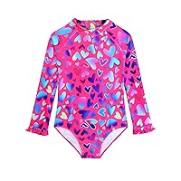 Long Sleeve One Piece Ruffle Swimsuit for Toddler Girls Baby Girl Rashguard Shirt with UPF 50+ Sun Protection