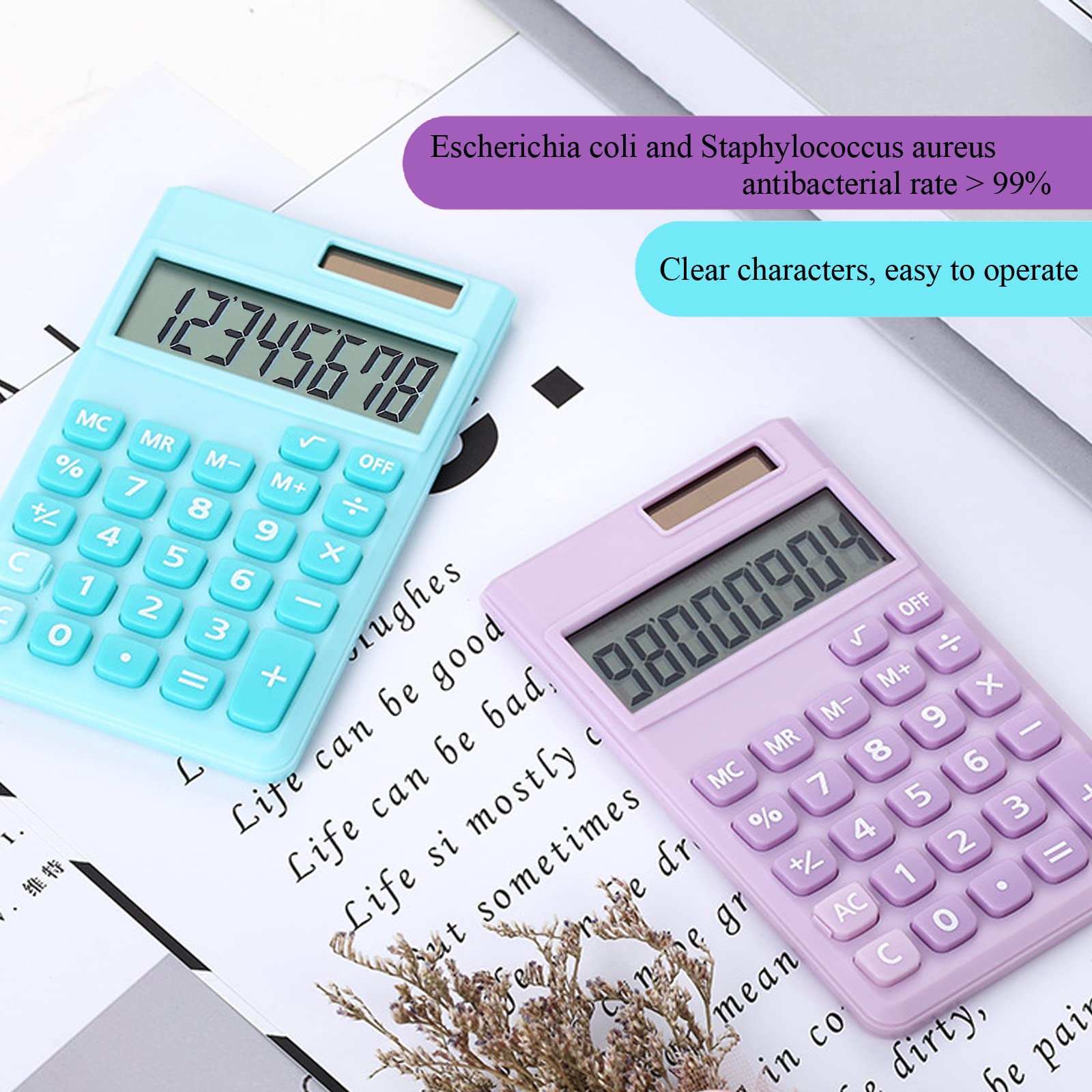 Basic Calculator, Desktop Cute Pocket Size Mini Calculators for School, Office, Home (Purple)