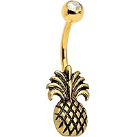Body Candy Stainless Steel Tropical Pineapple Pizzazz Belly Ring