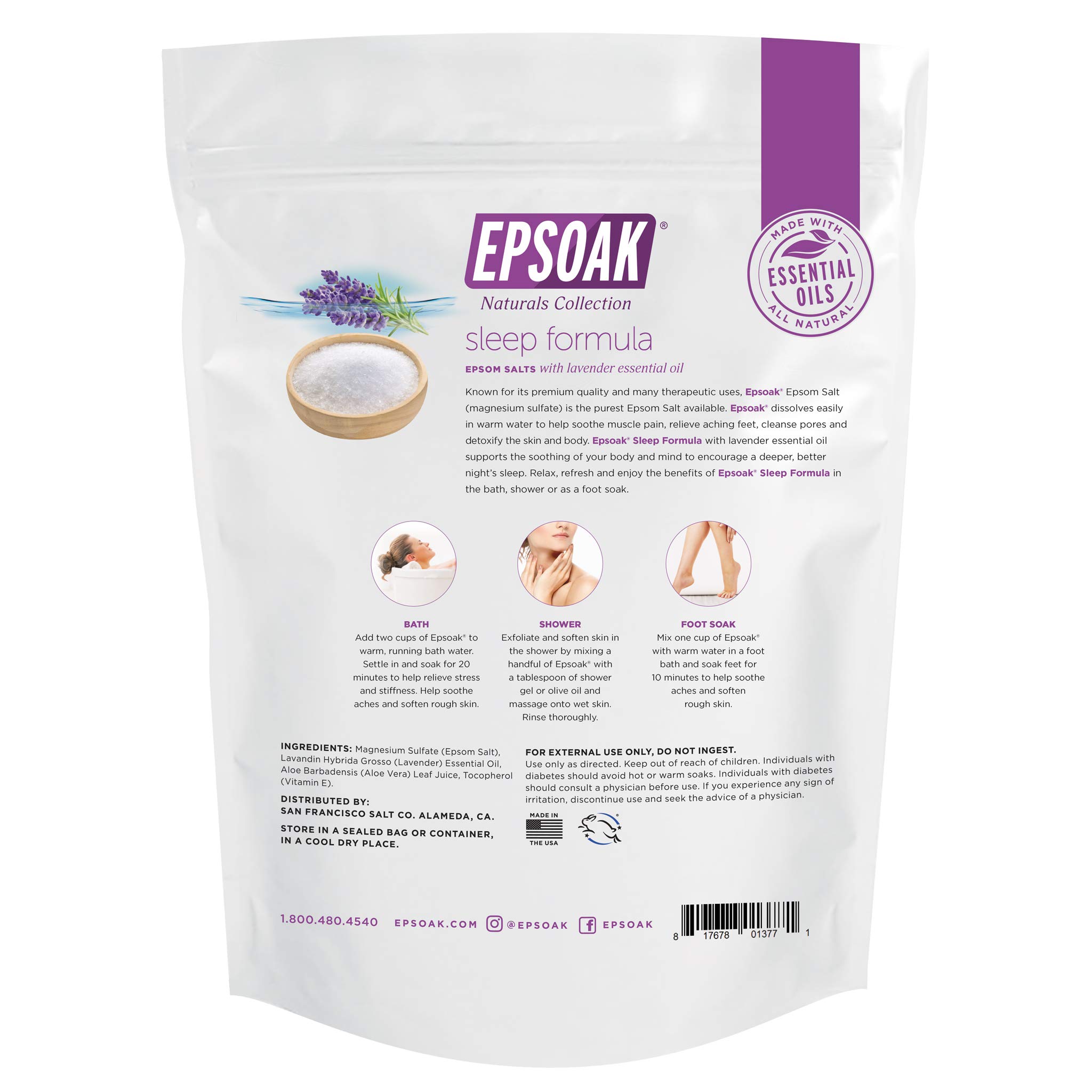 Epsoak Epsom Salt 2 lbs - Lavender Sleep Formula Bath Salts