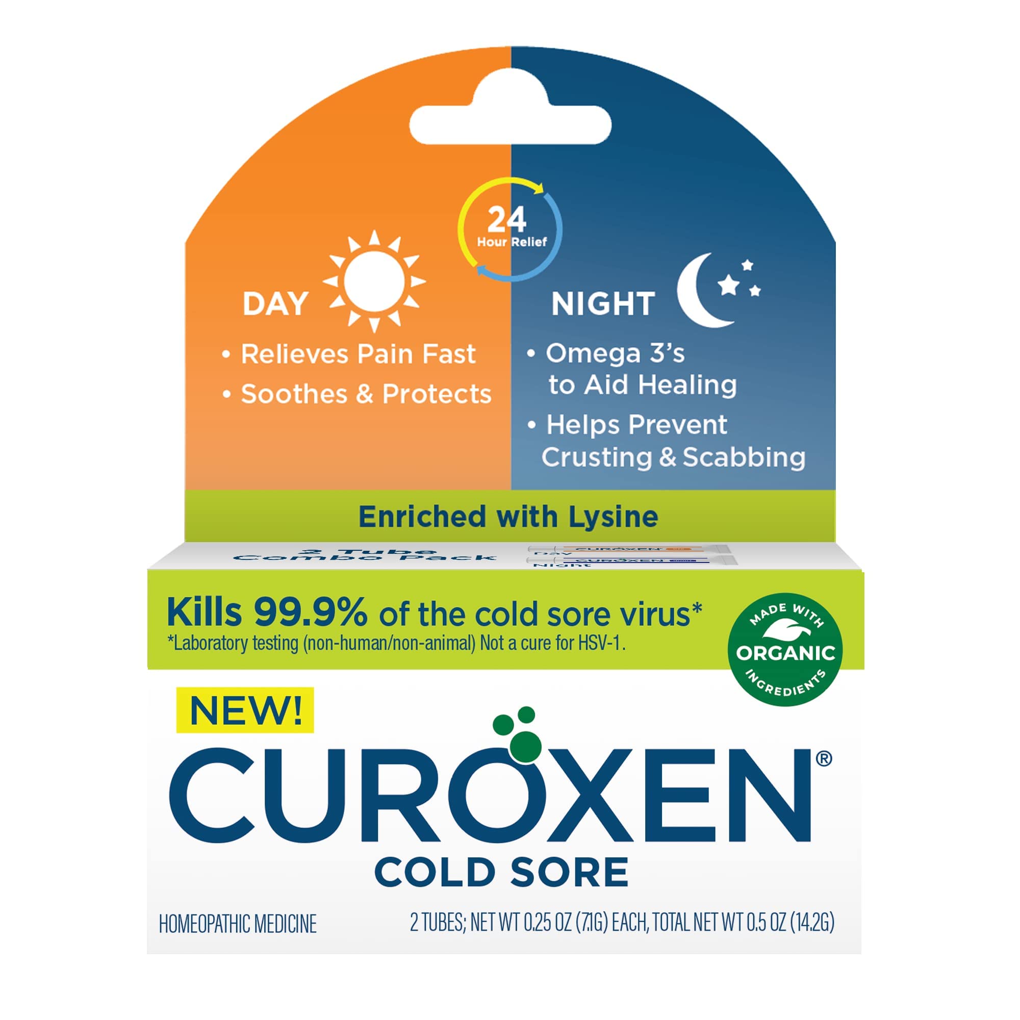 CUROXEN Oral Care Relief Bundle - Day & Night Cold Sore and Mouth Sore Relief, Made with All-Natural & Organic Ingredients, Cold Sore, Canker Sore, and Fever Blister Relief Enriched with Lysine