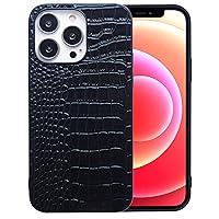 iPhone 13 Pro Case for Women, Crocodile Synthetic Patent Leather Cover, Classic Fashion for iPhone13 Pro 6.1 inch - Black