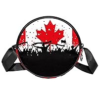 Small Crossbody Bag Canadian Flag Round Purse Wallet Mini Shoulder Bag For Women Girls 17.8x17.8cm