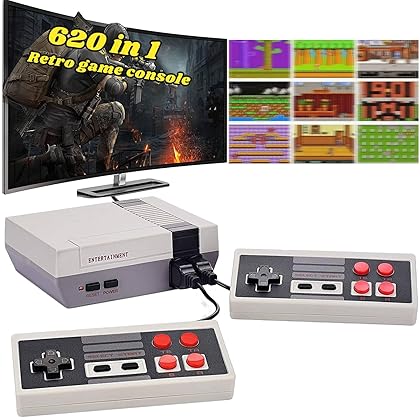 Retro Classic Game Console,Classic Video Games System Built-in 620 Games and 2 Classic Edition Controllers,Av Output Plug and Play,Retro Toys