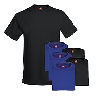 Hanes mens 5.2 oz. ComfortSoft Cotton T-Shirt(5280)-BLACK/DEEP ROYAL-M-3PK